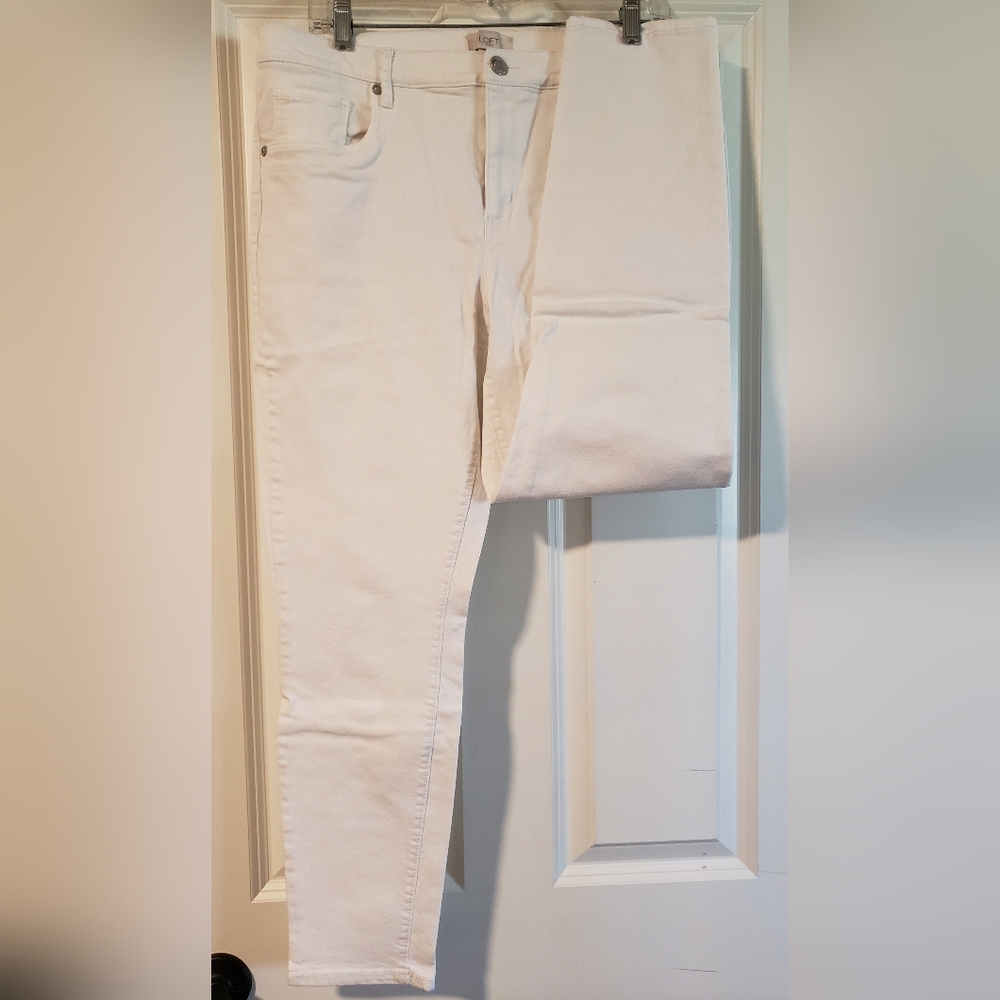 Loft White Skinny Ankle Jeans, Size 12